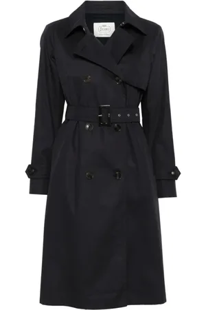 HERNO Frakke, Dame, Blå, XS, Uld, Marineblå Trenchcoat