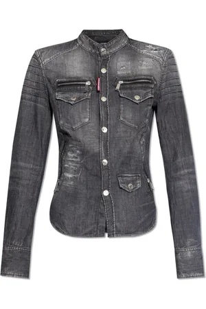 Dsquared2 Bluser & Skjorter, Dame, Grå, 2XS, Denim, Denim skjorte med stående krave