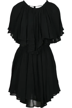 Dondup Kjole, Dame, Sort, S, Chiffon, Chiffon Kjole med Elastisk Talje