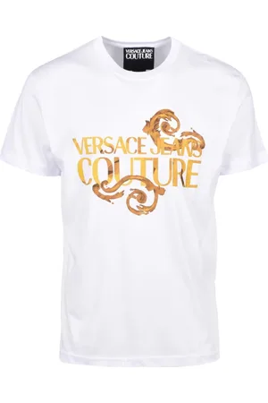 VERSACE Top, Herre, Hvid, L, Bomuld, Bomuld T-shirt med Unikt Design