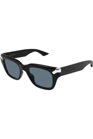 Alexander McQueen Tilbehør, unisex, Sort, 51 MM, Rektangulære solbriller med sølvnitter