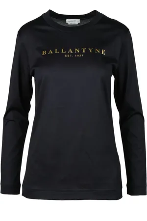 BALLANTYNE Strik, Dame, Blå, S, Bomuld, Tshirt