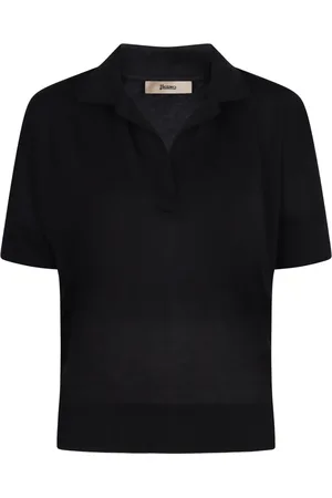 HERNO Top, Dame, Blå, L, Bomuld, Polo Shirt med Logo Detalje