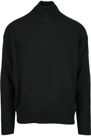 Calvin Klein Strik, Herre, Sort, M, Bomuld, Stilfuld Strik Trøje Blanding Uld Bomuld