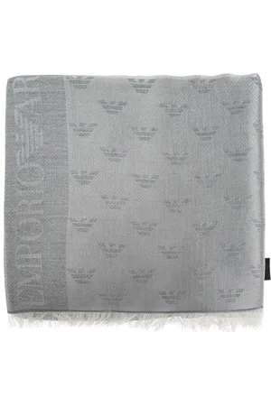 Emporio Armani Tilbehør, Dame, Grå, ONE SIZE, Bomuld, Tørklæde med monogram