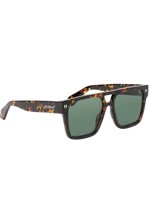 OFF-WHITE Tilbehør, unisex, Brun, 56 MM, Havana Solbriller Grønne Linser