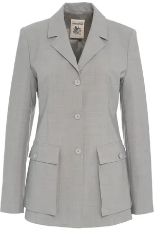 SEMICOUTURE Jakke, Dame, Grå, S, Uld, Elegant Grå Blazer til Kvinder