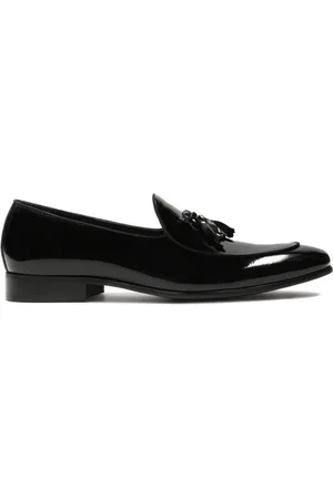 Kazar Sko, Herre, Sort, 42 EU, Uld, Lakerede sorte loafers med en clutch