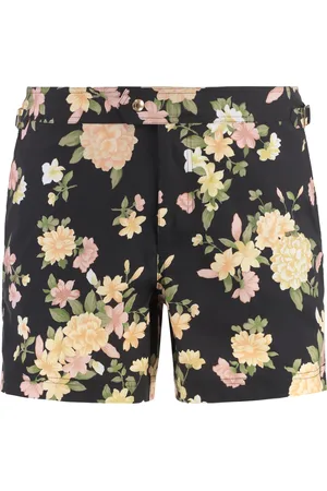Tom Ford Badetøj, Herre, Sort, S, Polyester, Blomstrede Badeshorts