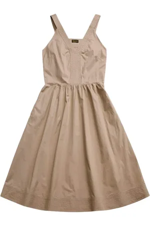 Blauer Kjole, Dame, Brun, S, Beige Stropløs Kjole Magdala Stil