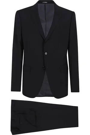 Emporio Armani Jakkesæt, Herre, Sort, XL, Uld, Brun Habit Klassisk Stil