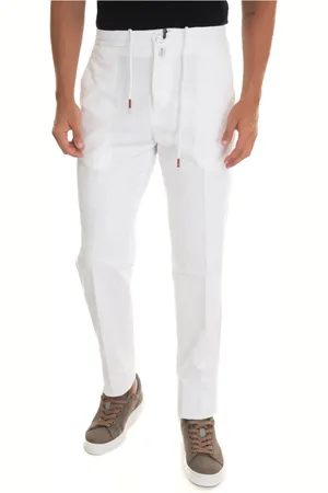 Kiton Bukser, Herre, Hvid, W38, Bomuld, Stålknap Jogger Bukser