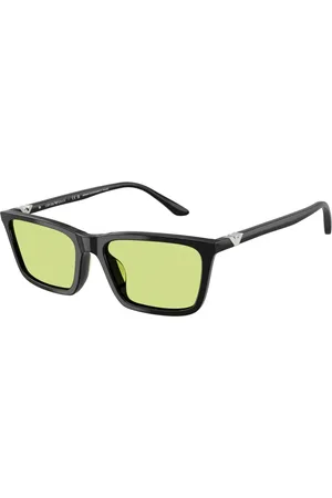 Emporio Armani Tilbehør, unisex, Sort, 55 MM, Uld, Stilfulde solbriller med grønne linser