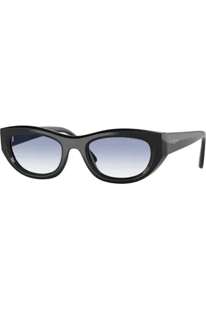 vogue Tilbehør, unisex, Sort, 51 MM, Nylon, Modige Cat-Eye Solbriller med Blå Linser
