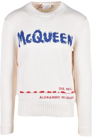 Alexander McQueen Strik, Herre, Hvid, XL, Bomuld, Bomuld Strik Trøje