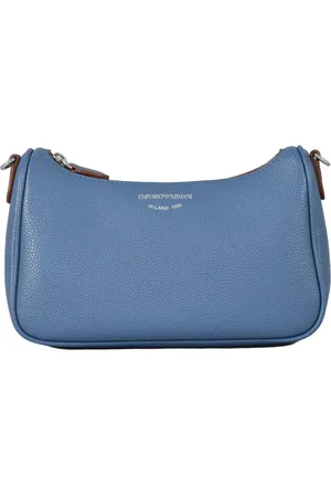 Emporio Armani Taske, Dame, Blå, ONE SIZE, Uld, Mini Baguette Skuldertaske med Lynlås