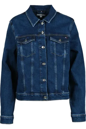 Tommy Hilfiger Jakke, Dame, Blå, XL, Denim, Denim jakke med knaplukning