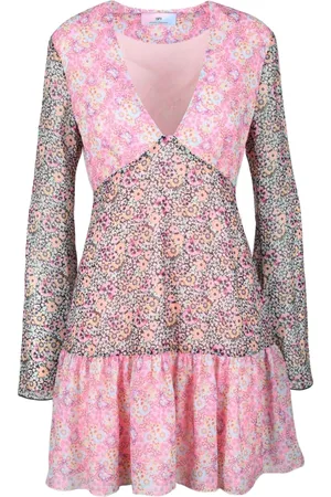 Chiara Ferragni Kjole, Dame, Lyserød, 2XS, Polyester, Voile kjole med brede ærmer