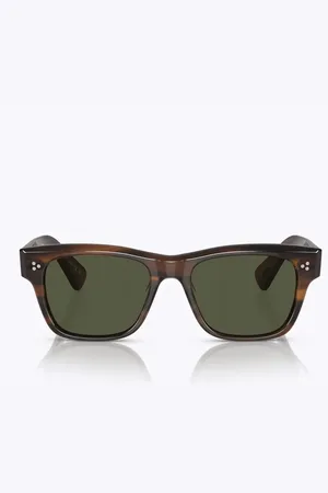 Oliver Peoples Tilbehør, unisex, Flerfarvet, 52 MM, Innovativ pudeformet solbriller grønne linser
