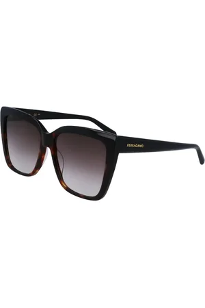 Salvatore Ferragamo Tilbehør, unisex, Sort, 58 MM, Uld, Stilfulde solbriller med brune gradientlinser