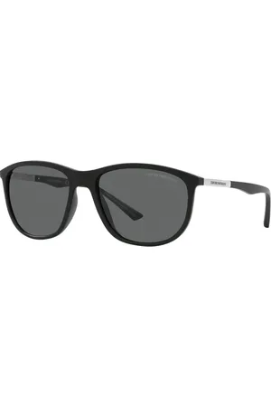 Emporio Armani Tilbehør, unisex, Sort, 58 MM, Nylon, Moderne Rektangulære Solbriller med Aluminiumsarme