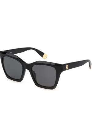 Furla Tilbehør, unisex, Sort, 53 MM, Uld, Stilfulde solbriller med mørkegrå linser