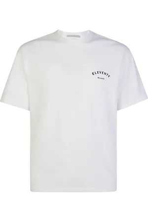 ELEVENTY Top, Herre, Hvid, 3XL, Bomuld, Bomuld Crewneck Logo T-Shirt
