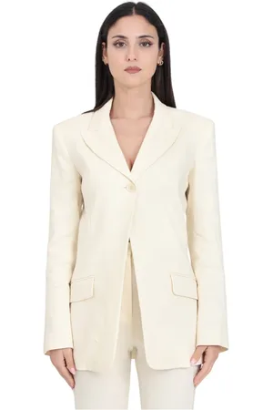 Patrizia Pepe Jakke, Dame, , L, Uld, Creme Broderet Blazer til Kvinder