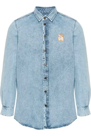 Moschino Skjorte, Herre, Blå, 2XL, Denim, Denim Teddy Bear Skjorte - Blå