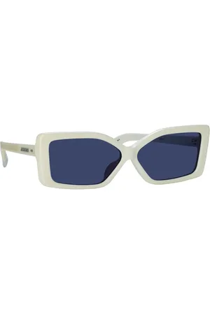 Jacquemus Tilbehør, unisex, Hvid, 60 MM, Strand solbriller blå linser