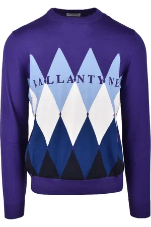 BALLANTYNE Strik, Herre, Lilla, L, Bomuld, Maglia