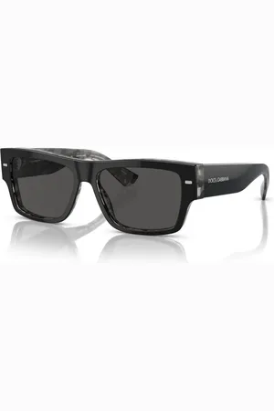 Dolce & Gabbana Tilbehør, Herre, Sort, 56 MM, Uld, Stilfulde solbriller Sort Grå Mørke linser