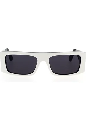 GCDS Tilbehør, unisex, Hvid, 57 MM, Rektangulære solbriller i hvid og sort