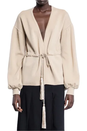 Max Mara Strik, Dame, , S, Uld, Albino Uld Cardigan med Stofstrikstrik