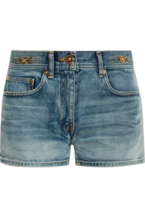 VERSACE Shorts, Dame, Blå, W25, Denim, Denim shorts med vintage effekt