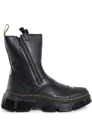 Dr. Martens Sko, Herre, Sort, 43 EU, Læder, Sort Læder Rigger Støvle med Lynlås