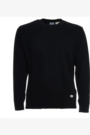 C.P. Company Strik, Herre, Sort, XL, Bomuld, Bomuld Crepe Crewneck Sweater Total Eclipse