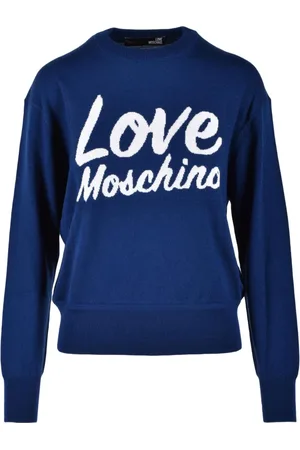 Moschino Strik, Dame, Blå, M, Uld, Uldblanding Sweater