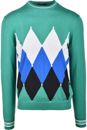 BALLANTYNE Strik, Herre, Flerfarvet, L, Bomuld, Bomuld Cashmere Sweater