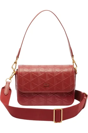 Lacoste Taske, Dame, Rød, ONE SIZE, Uld, Præget Monogram Crossover Taske Iberis