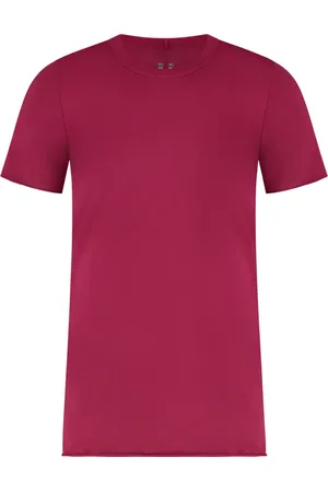 Rick Owens Top, Herre, Rød, M, Bomuld, Ribbet Bomuld Crew-Neck T-shirt