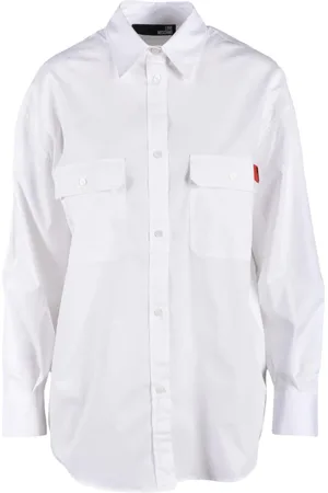 Moschino Bluser & Skjorter, Dame, Hvid, L, Bomuld, Stilfuld Skjorte i Bomuldsblanding