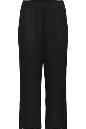 Kaffe Bukser, Dame, Sort, 3XL, Uld, Elegant Solid Bukser med Slidser