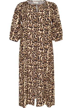 Kaffe Kjole, Dame, Brun, 6XL, Leopard Print Kjole