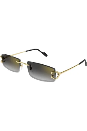 Cartier Tilbehør, unisex, Gul, 56 MM, Uld, Guld Rimless Solbriller med Grå Linser