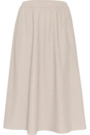 Kaffe Nederdel, Dame, Grå, 6XL, Fjergrå Melange Pinstripe A-line Nederdel
