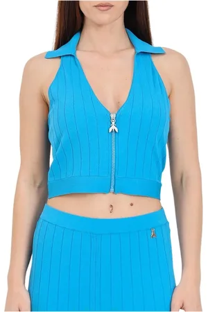 Patrizia Pepe Top, Dame, Blå, M, Amerikansk Stil Viskose Top