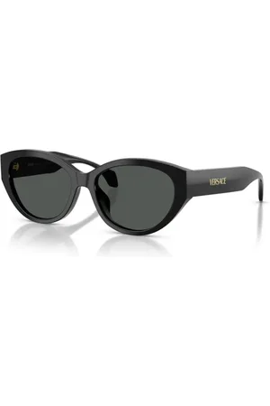 VERSACE Tilbehør, unisex, Sort, 56 MM, Uld, Stilfulde ovale solbriller i sort