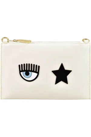 Chiara Ferragni Taske, Dame, Hvid, ONE SIZE, Uld, Stilfuld PU Clutch Taske med Rem