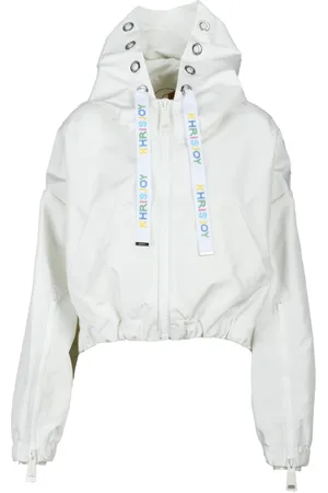 Khrisjoy Jakke, Dame, Hvid, S, Uld, Crop jakke med lynlås og lommer